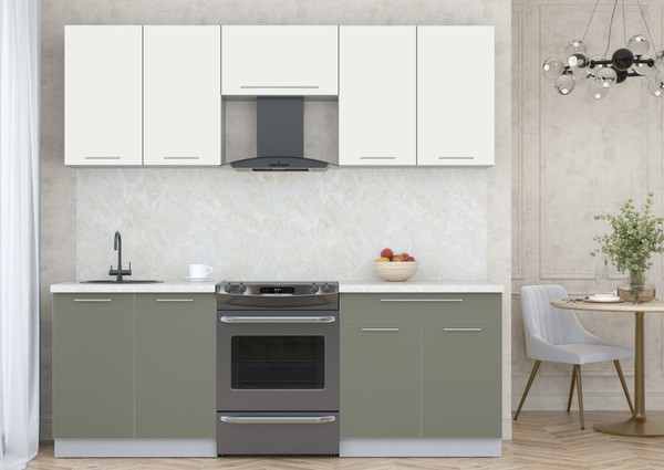 Изображение товара Кухонный гарнитур Интерлиния Мила Пластик 2.2 А (зефирный/кварцевый/опал светлый)