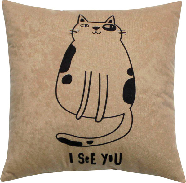 Изображение товара Подушка декоративная MATEX Meow. I See You / 58-540 (бежевый/черный)