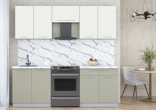 Изображение товара Кухонный гарнитур Интерлиния Мила Пластик 2.2 А (зефирный/латте/белый гранит)