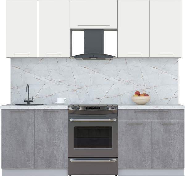 Изображение товара Кухонный гарнитур Интерлиния Мила Пластик 2.2 А (зефирный/оксид темный/серый каспий)
