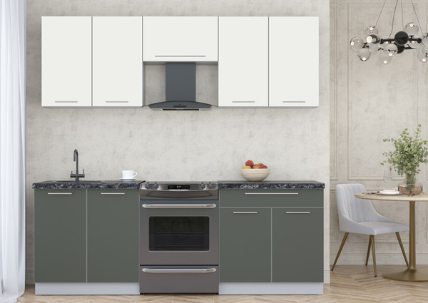 Изображение товара Кухонный гарнитур Интерлиния Мила Пластик 2.2 А (зефирный/шторм/кастилло темный)