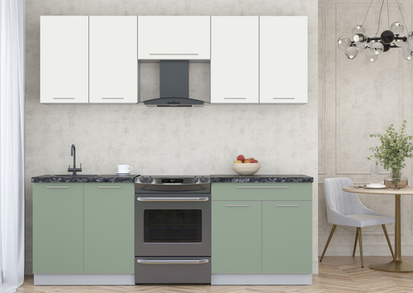 Изображение товара Кухонный гарнитур Интерлиния Мила Пластик 2.2 А (зефирный/полынь/кастилло темный)