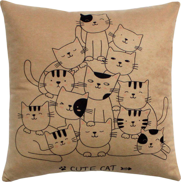 Изображение товара Подушка декоративная MATEX Meow. Cute Cat / 62-721 (кофейный/черный/темно-розовый)