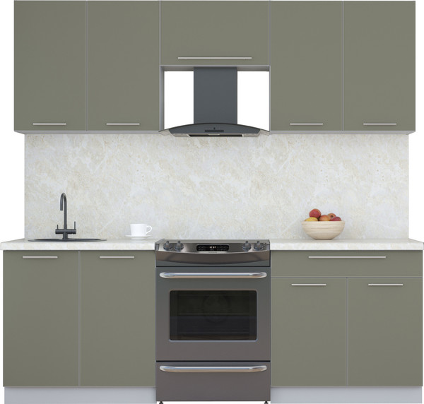 Изображение товара Кухонный гарнитур Интерлиния Мила Пластик 2.2 А (кварцевый/кварцевый/опал светлый)