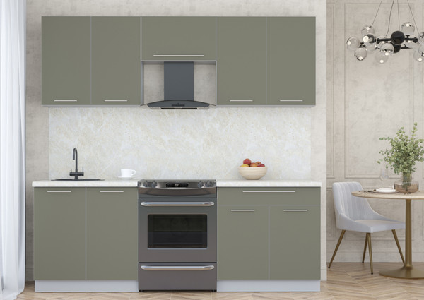 Изображение товара Кухонный гарнитур Интерлиния Мила Пластик 2.2 А (кварцевый/кварцевый/опал светлый)