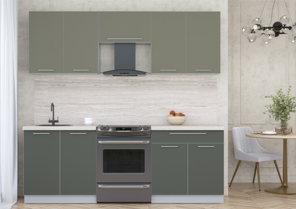 Изображение товара Кухонный гарнитур Интерлиния Мила Пластик 2.2 А (кварцевый/шторм/травертин серый)