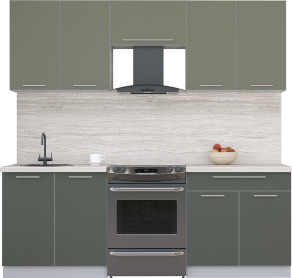 Изображение товара Кухонный гарнитур Интерлиния Мила Пластик 2.2 А (кварцевый/шторм/травертин серый)