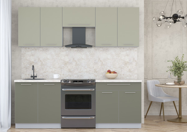 Изображение товара Кухонный гарнитур Интерлиния Мила Пластик 2.2 А (латте/кварцевый/опал светлый)