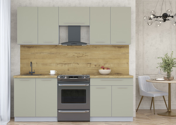 Изображение товара Кухонный гарнитур Интерлиния Мила Пластик 2.2 А (латте/латте/дуб бунратти)