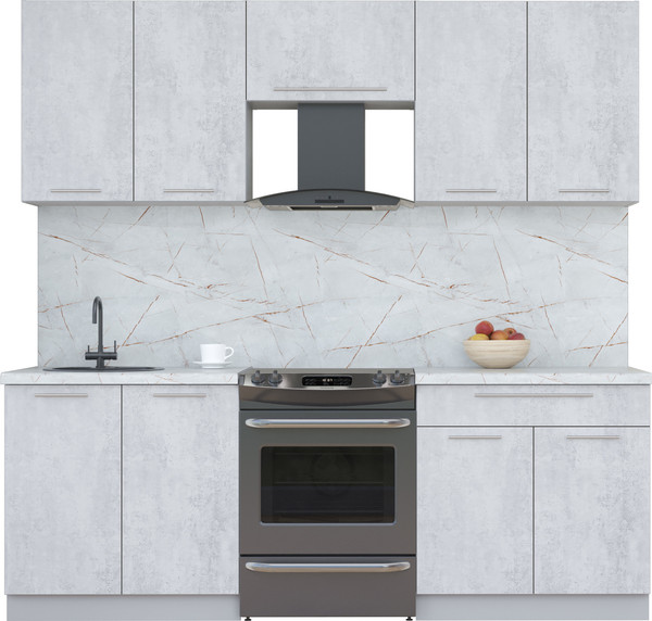 Изображение товара Кухонный гарнитур Интерлиния Мила Пластик 2.2 А (оксид светлый/оксид светлый/серый каспий)