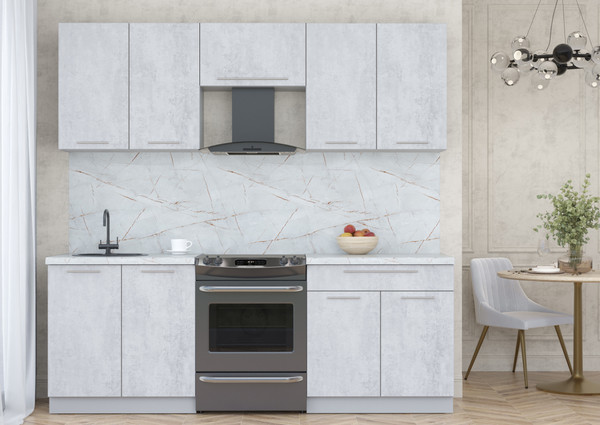 Изображение товара Кухонный гарнитур Интерлиния Мила Пластик 2.2 А (оксид светлый/оксид светлый/серый каспий)