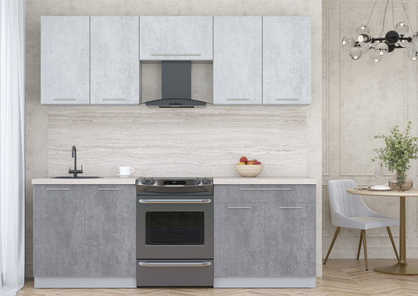 Изображение товара Кухонный гарнитур Интерлиния Мила Пластик 2.2 А (оксид светлый/оксид темный/травертин серый)