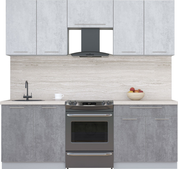 Изображение товара Кухонный гарнитур Интерлиния Мила Пластик 2.2 А (оксид светлый/оксид темный/травертин серый)