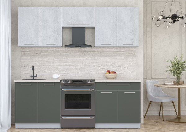 Изображение товара Кухонный гарнитур Интерлиния Мила Пластик 2.2 А (оксид светлый/шторм/травертин серый)