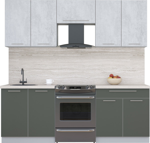 Изображение товара Кухонный гарнитур Интерлиния Мила Пластик 2.2 А (оксид светлый/шторм/травертин серый)