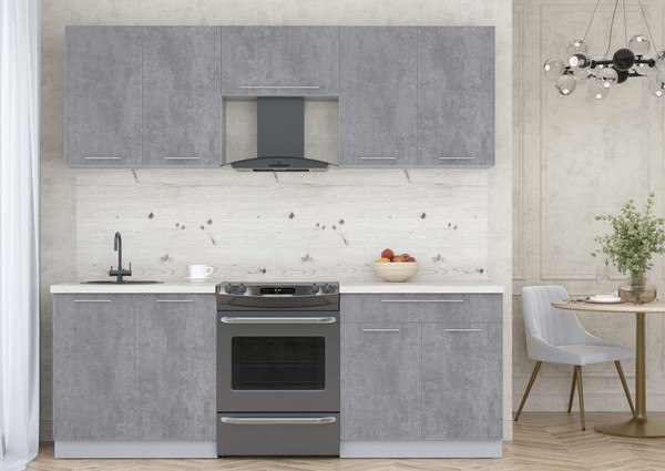 Изображение товара Кухонный гарнитур Интерлиния Мила Пластик 2.2 А (оксид темный/оксид темный/бискайская сосна)