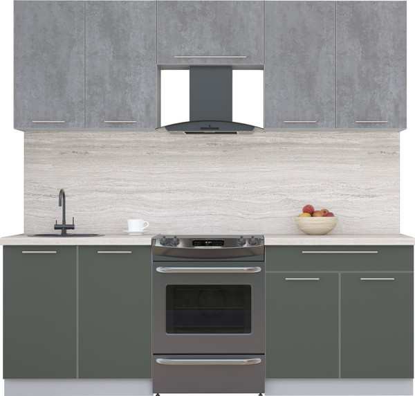 Изображение товара Кухонный гарнитур Интерлиния Мила Пластик 2.2 А (оксид темный/шторм/травертин серый)