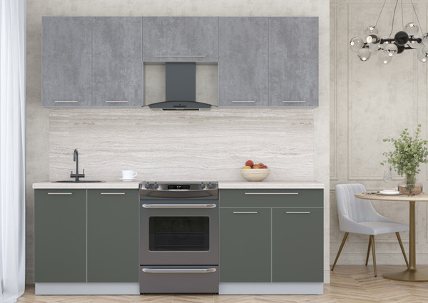 Изображение товара Кухонный гарнитур Интерлиния Мила Пластик 2.2 А (оксид темный/шторм/травертин серый)