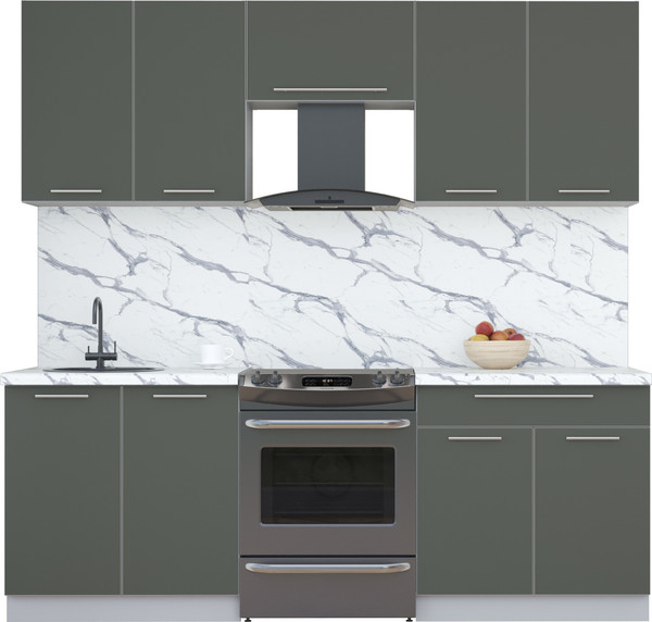 Изображение товара Кухонный гарнитур Интерлиния Мила Пластик 2.2 А (шторм/шторм/белый гранит)