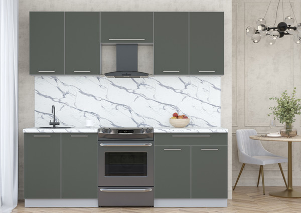 Изображение товара Кухонный гарнитур Интерлиния Мила Пластик 2.2 А (шторм/шторм/белый гранит)