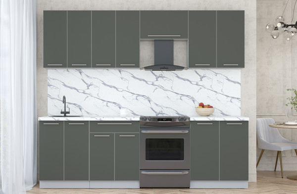 Изображение товара Кухонный гарнитур Интерлиния Мила Пластик 2.5 А (шторм/шторм/белый гранит)