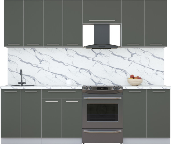 Изображение товара Кухонный гарнитур Интерлиния Мила Пластик 2.5 А (шторм/шторм/белый гранит)