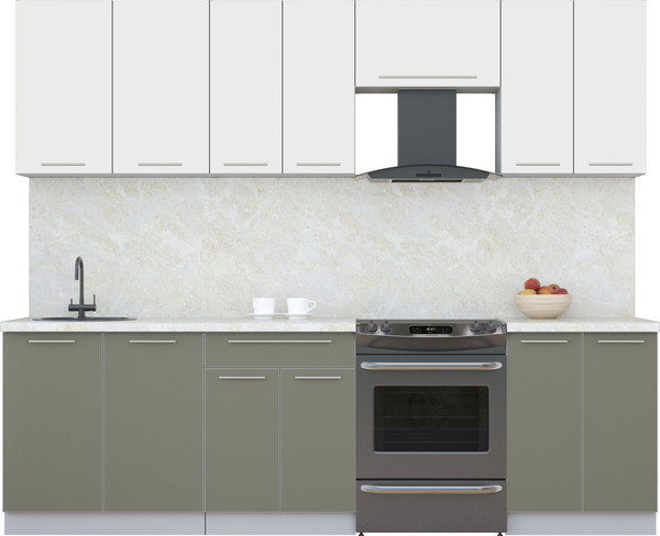 Изображение товара Кухонный гарнитур Интерлиния Мила Пластик 2.6 А (зефирный/кварцевый/опал светлый)