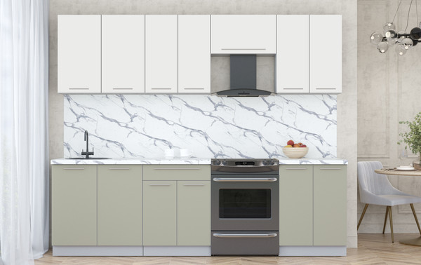 Изображение товара Кухонный гарнитур Интерлиния Мила Пластик 2.6 А (зефирный/латте/белый гранит)