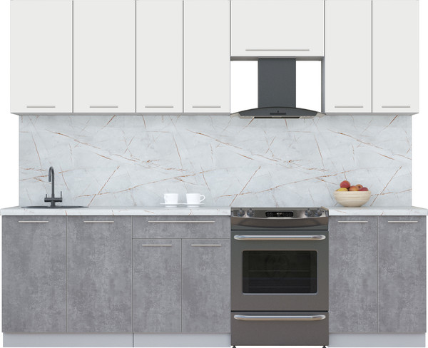 Изображение товара Кухонный гарнитур Интерлиния Мила Пластик 2.6 А (зефирный/оксид темный/серый каспий)