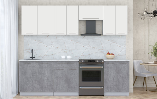 Изображение товара Кухонный гарнитур Интерлиния Мила Пластик 2.6 А (зефирный/оксид темный/серый каспий)