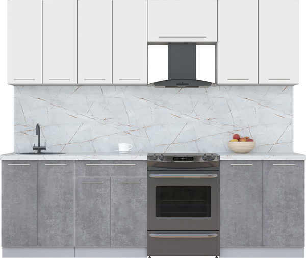 Изображение товара Кухонный гарнитур Интерлиния Мила Пластик 2.5 А (зефирный/оксид темный/серый каспий)