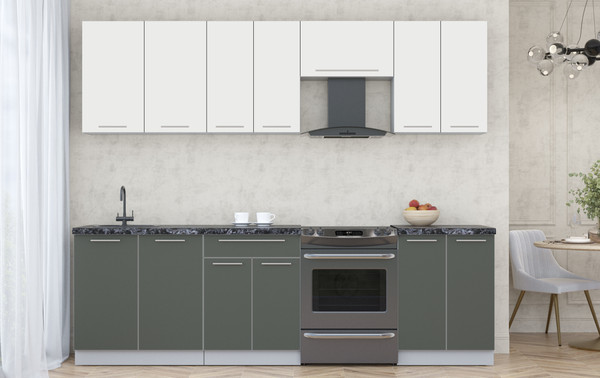 Изображение товара Кухонный гарнитур Интерлиния Мила Пластик 2.6 А (зефирный/шторм/кастилло темный)