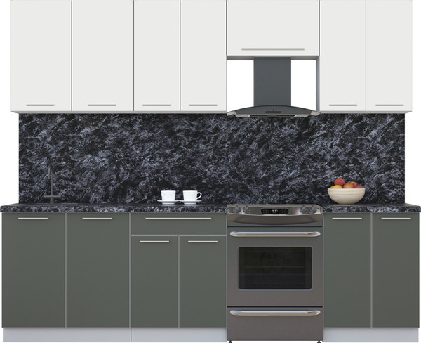 Изображение товара Кухонный гарнитур Интерлиния Мила Пластик 2.6 А (зефирный/шторм/кастилло темный)