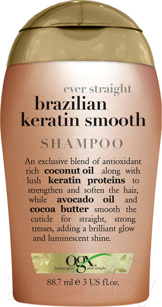 Изображение товара Шампунь для волос OGX Разглаживающий для укрепления волос бразильский кератин (88.7мл)
