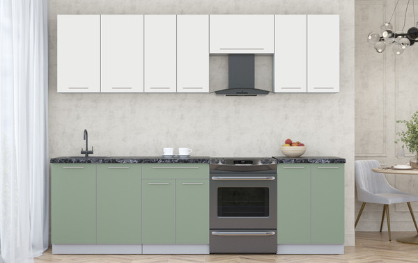 Изображение товара Кухонный гарнитур Интерлиния Мила Пластик 2.6 А (зефирный/полынь/кастилло темный)