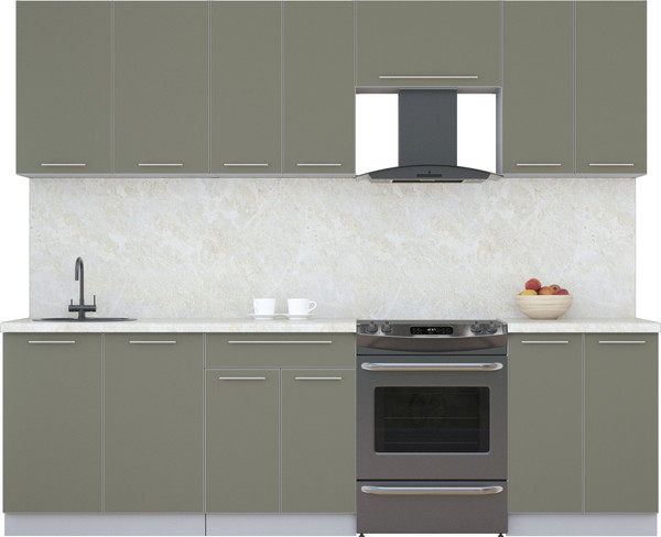 Изображение товара Кухонный гарнитур Интерлиния Мила Пластик 2.6 А (кварцевый/кварцевый/опал светлый)