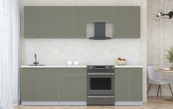 Изображение товара Кухонный гарнитур Интерлиния Мила Пластик 2.6 А (кварцевый/кварцевый/опал светлый)