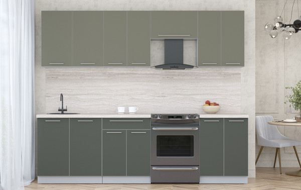 Изображение товара Кухонный гарнитур Интерлиния Мила Пластик 2.6 А (кварцевый/шторм/травертин серый)