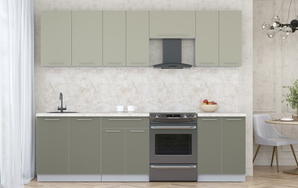 Изображение товара Кухонный гарнитур Интерлиния Мила Пластик 2.6 А (латте/кварцевый/опал светлый)