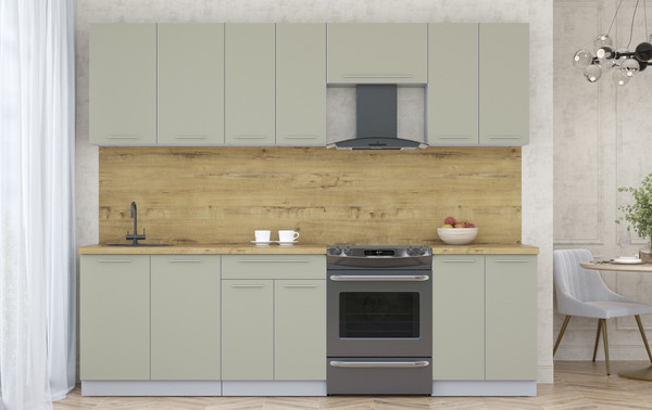 Изображение товара Кухонный гарнитур Интерлиния Мила Пластик 2.6 А (латте/латте/дуб бунратти)