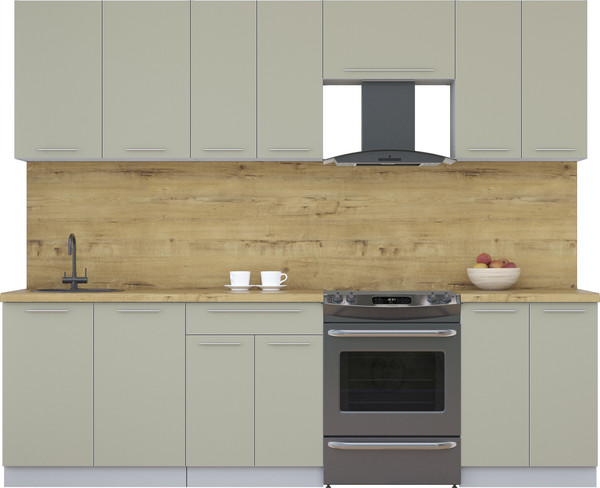 Изображение товара Кухонный гарнитур Интерлиния Мила Пластик 2.6 А (латте/латте/дуб бунратти)