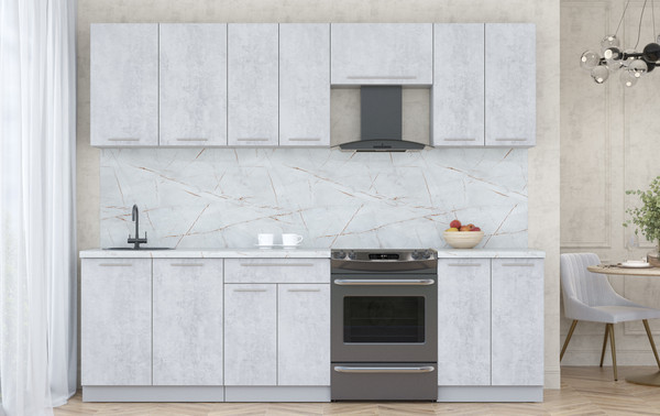 Изображение товара Кухонный гарнитур Интерлиния Мила Пластик 2.6 А (оксид светлый/оксид светлый/серый каспий)