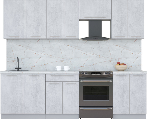 Изображение товара Кухонный гарнитур Интерлиния Мила Пластик 2.6 А (оксид светлый/оксид светлый/серый каспий)