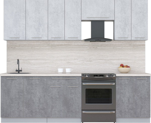 Изображение товара Кухонный гарнитур Интерлиния Мила Пластик 2.6 А (оксид светлый/оксид темный/травертин серый)