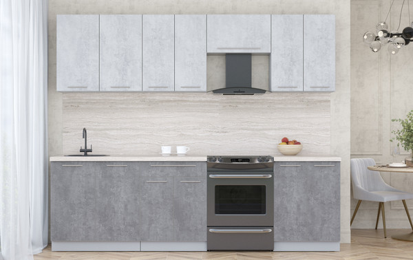 Изображение товара Кухонный гарнитур Интерлиния Мила Пластик 2.6 А (оксид светлый/оксид темный/травертин серый)