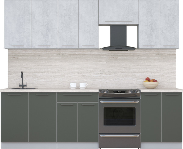 Изображение товара Кухонный гарнитур Интерлиния Мила Пластик 2.6 А (оксид светлый/шторм/травертин серый)