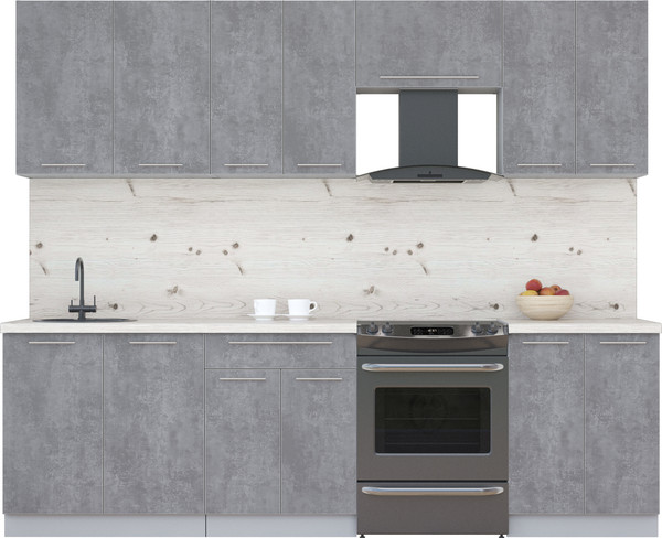 Изображение товара Кухонный гарнитур Интерлиния Мила Пластик 2.6 А (оксид темный/оксид темный/бискайская сосна)