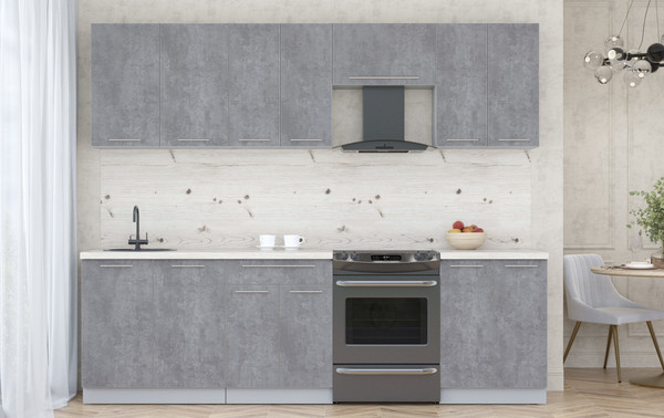 Изображение товара Кухонный гарнитур Интерлиния Мила Пластик 2.6 А (оксид темный/оксид темный/бискайская сосна)