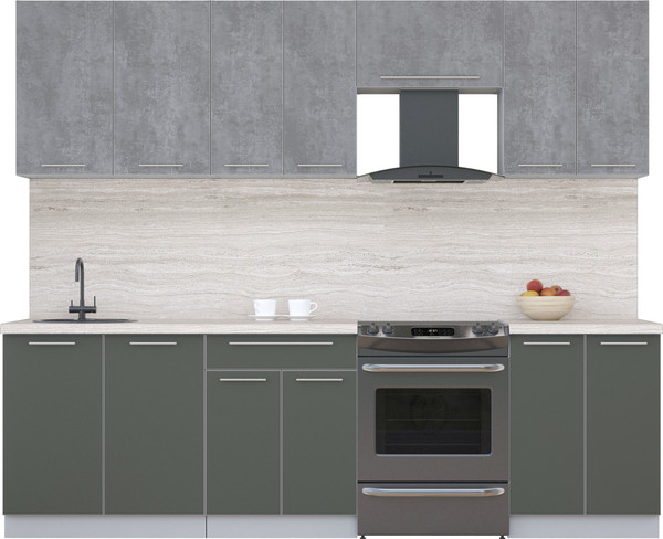 Изображение товара Кухонный гарнитур Интерлиния Мила Пластик 2.6 А (оксид темный/шторм/травертин серый)