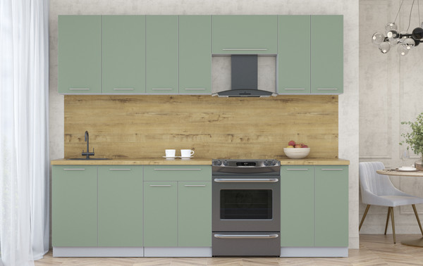 Изображение товара Кухонный гарнитур Интерлиния Мила Пластик 2.6 А (полынь/полынь/дуб бунратти)